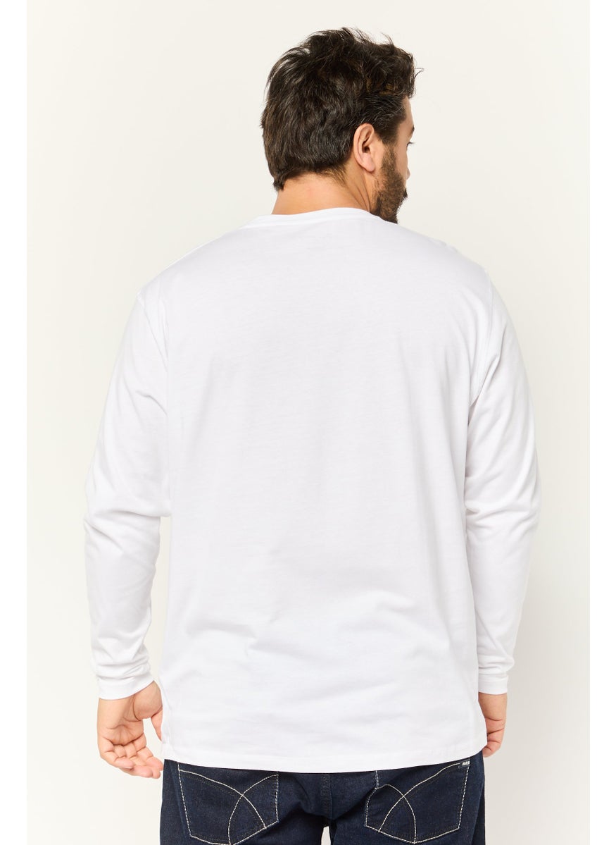 Pepe Jeans - Men Crew Neck Long Sleeve Graphic T Shirt, White - Image 1