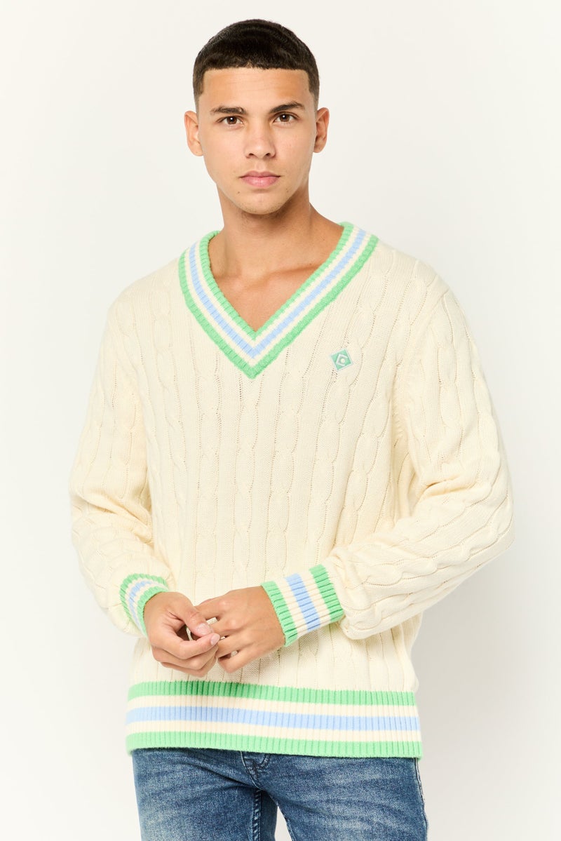 ESPRIT Women V-Neck Knitted Sweater, Multicolor - Image 1