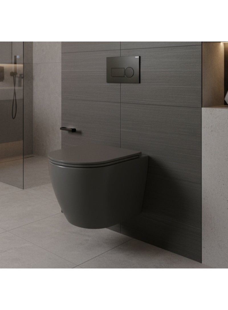 بيور PURE - مرحاض مدمج معلق على الحائط - رمادي غير لامع - Image 1