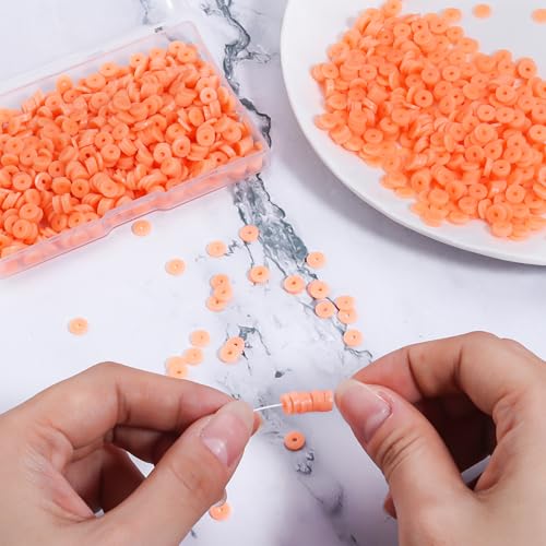 Hiswan 1000pcs Heishi Beads Orange Polymer Clay Beads for Jewelry Making Bracelets Necklace 6mm - Image 2