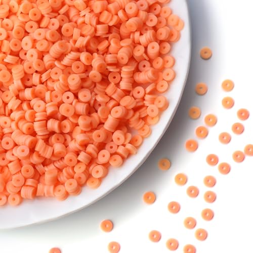 Hiswan 1000pcs Heishi Beads Orange Polymer Clay Beads for Jewelry Making Bracelets Necklace 6mm - Image 4