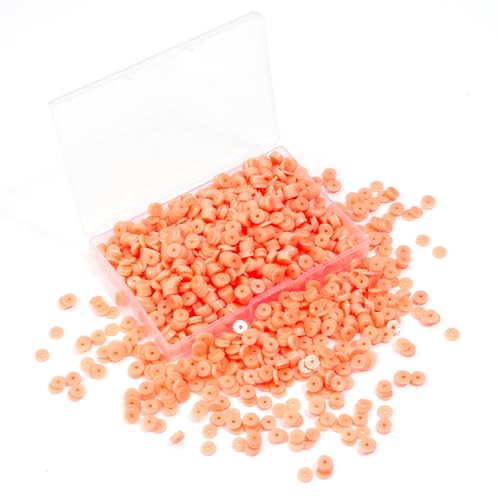 Hiswan 1000pcs Heishi Beads Orange Polymer Clay Beads for Jewelry Making Bracelets Necklace 6mm - Image 1
