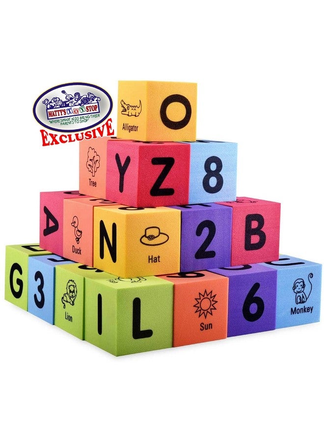 Matty's Toy Stop Am Colorful Building Blocks (30 Pcs) Featuring Abc'S, Numbers & Pictures With Bonus Matty'S Toy Stop Storage Bag - Image 2