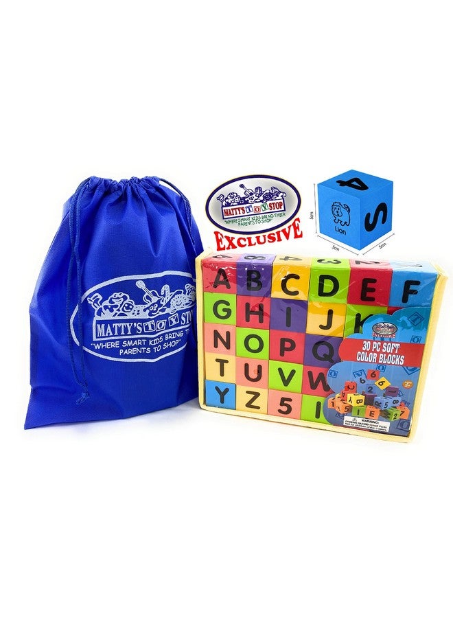 Matty's Toy Stop Am Colorful Building Blocks (30 Pcs) Featuring Abc'S, Numbers & Pictures With Bonus Matty'S Toy Stop Storage Bag - Image 5
