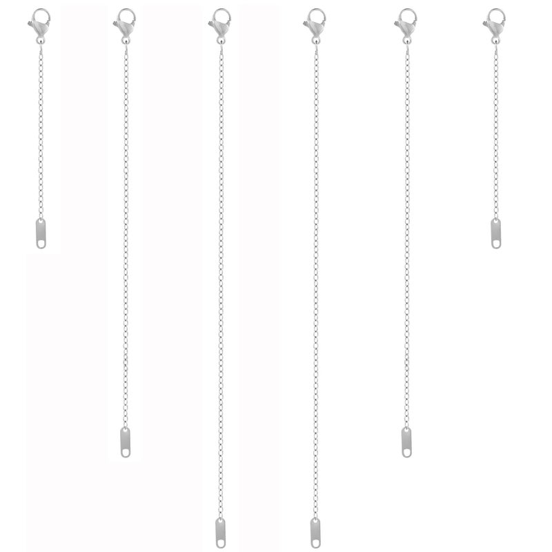 KOPOX 6 Piece Necklace Extender, Silver Necklace Extender, 2", 4", 6" Delicate Necklace Extender Set for Bracelets, Anklets and Jewelry Making (Silver) - Image 1