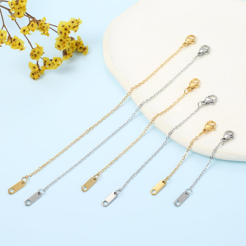 KOPOX 6 Piece Necklace Extender, Silver Necklace Extender, 2", 4", 6" Delicate Necklace Extender Set for Bracelets, Anklets and Jewelry Making (Silver) - Image 3