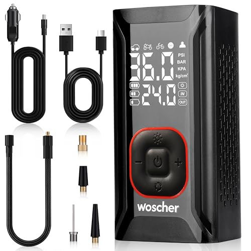 Woscher AirGo 2-in-1 Tyre Inflator for Car and Bike, Air Pump for Car Tyre, 150 PSI Wired & Wireless (4000mAh or 12V DC), Car Inflator | Tyre Inflator Kit | Cycle Pump for Bicycle - Image 1