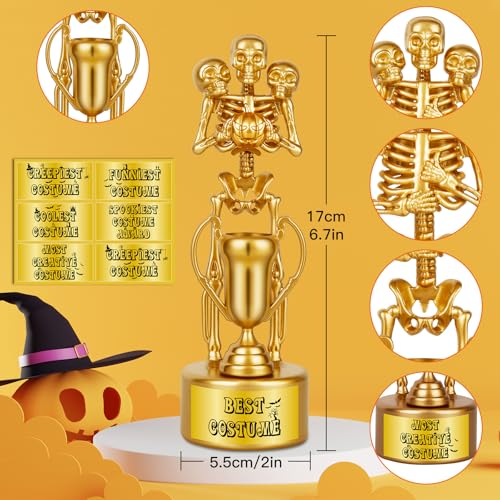 AORZIT 6 Pack Halloween Trophy Best Costume Trophy Skeleton Trophies, Halloween Trophy Awards for Kids Adults Halloween Party Prizes Contest Prizes Funny Trophy for Halloween Party Supplies - Image 3