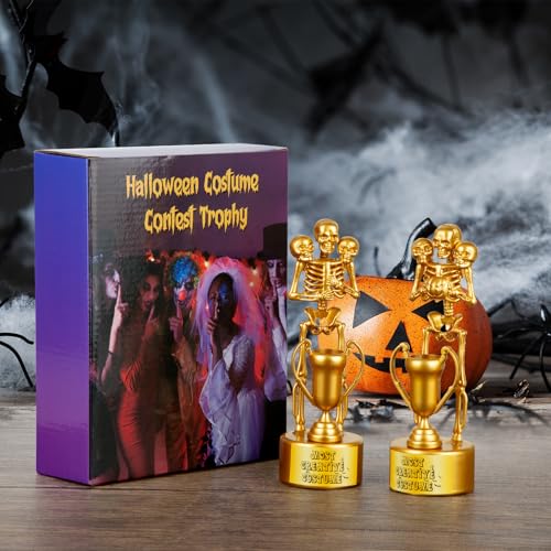 AORZIT 6 Pack Halloween Trophy Best Costume Trophy Skeleton Trophies, Halloween Trophy Awards for Kids Adults Halloween Party Prizes Contest Prizes Funny Trophy for Halloween Party Supplies - Image 4