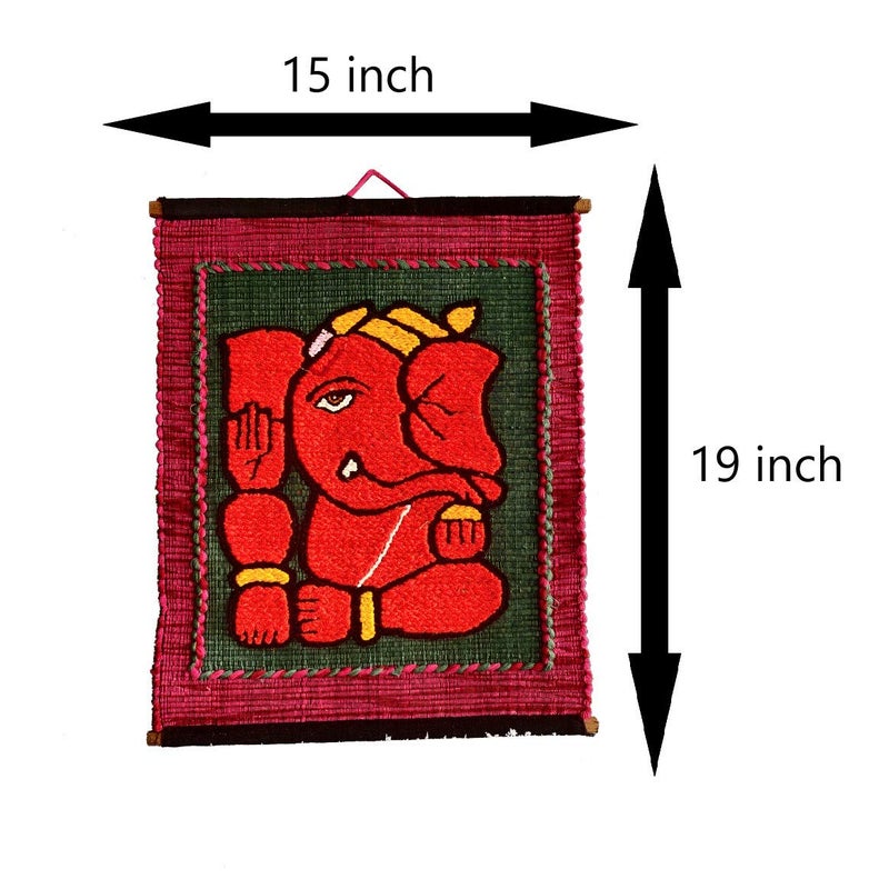 VARUNAVI Handloom Ganesha Wall Hanging Tapestry 19 X 15 inches - Image 4