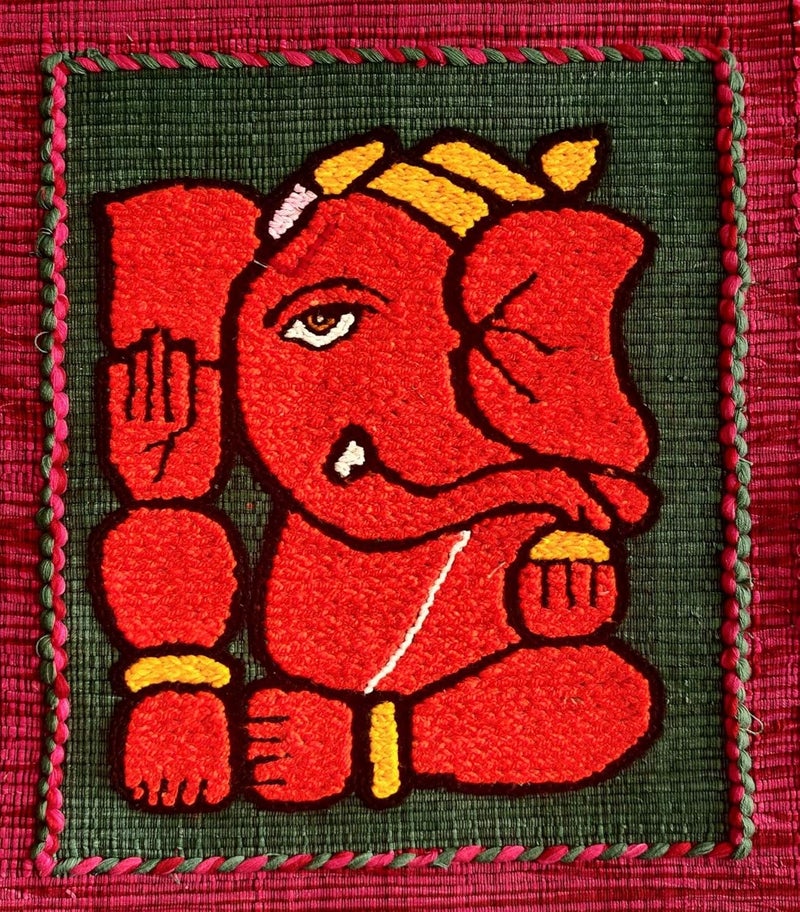 VARUNAVI Handloom Ganesha Wall Hanging Tapestry 19 X 15 inches - Image 3