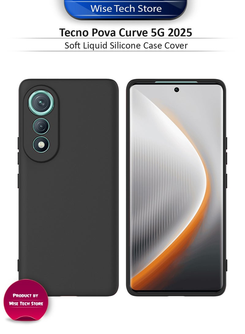Wtech Tecno Pova Curve 5G 2025 Soft Liquid Silicone Case Cover (MCRPSN) - Black - Image 1