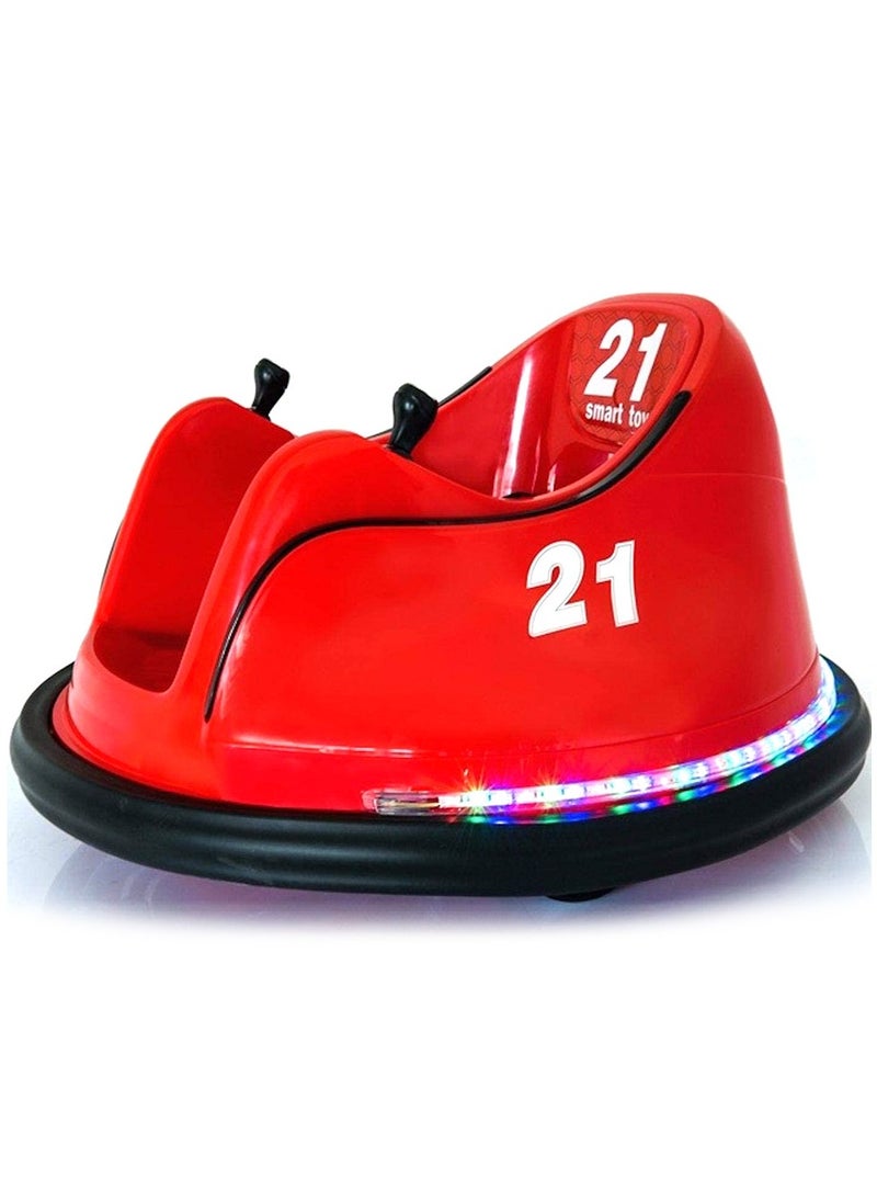 FACTUAL TOYS - Kids Electric Rideon Drift Toy Bumber Car Swing Style With Led Lighting Joystick Control Indoor And Outdoor Ride on Drifting Car Best For Kids - Red - Image 1