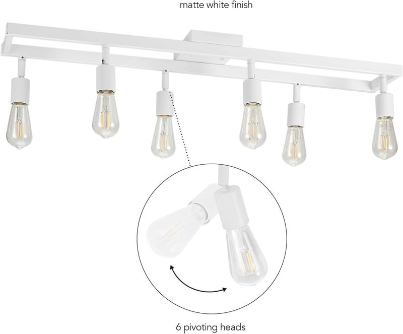 Globe Electric 64000095 36" 6-Light Track Lighting, Matte White, Pivot Sockets, Ceiling Lamp for Bedroom, Kitchen, Hallway, Bathroom, Den, Dining Room, Home Décor - Image 5