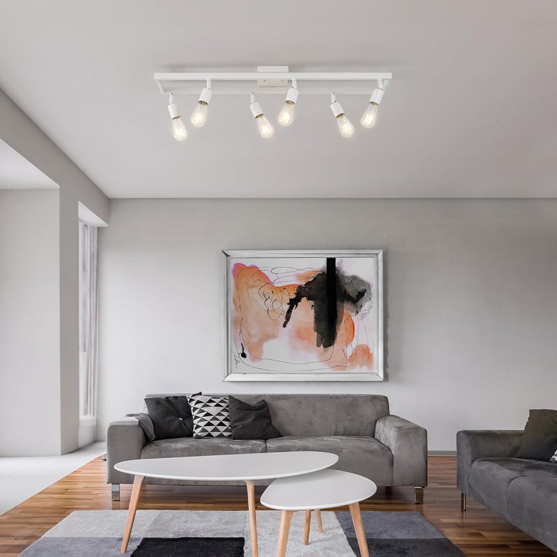 Globe Electric 64000095 36" 6-Light Track Lighting, Matte White, Pivot Sockets, Ceiling Lamp for Bedroom, Kitchen, Hallway, Bathroom, Den, Dining Room, Home Décor - Image 3