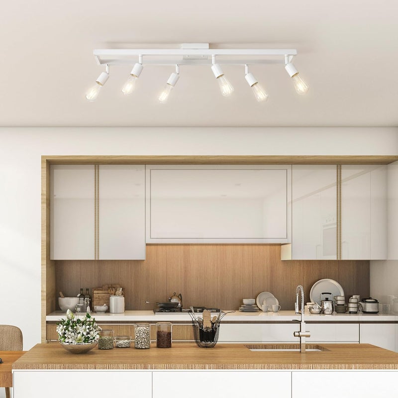 Globe Electric 64000095 36" 6-Light Track Lighting, Matte White, Pivot Sockets, Ceiling Lamp for Bedroom, Kitchen, Hallway, Bathroom, Den, Dining Room, Home Décor - Image 2