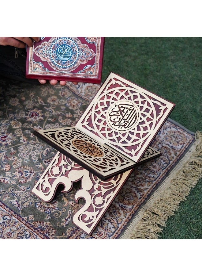 Decorative wooden floor Quran stand, foldable - Image 1