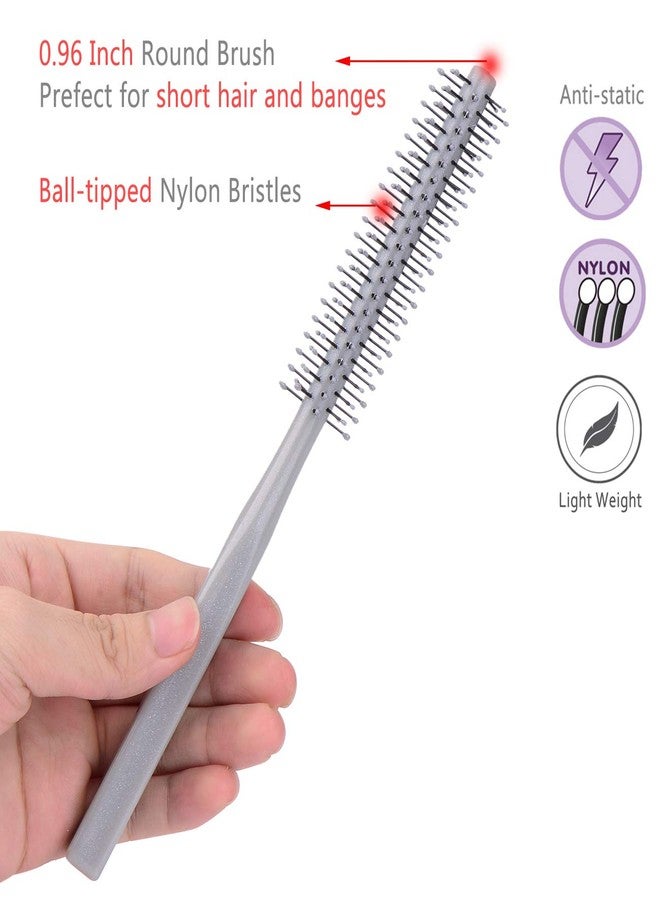 Perfehair Small Mini Plastic Round Hair Styling Brush with Nylon Bristle for Short Hair Blow Drying, 1 Inch Diameter Barrel - Image 4