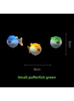 Applicable Fish Tank Landscape Decoration Small Ornaments Simulation Jellyfish Fluorescent Luminous Jellyfish Soft Jellyfish Silicone Large Small Size-Color:Simulation Small Puffer [Green]]