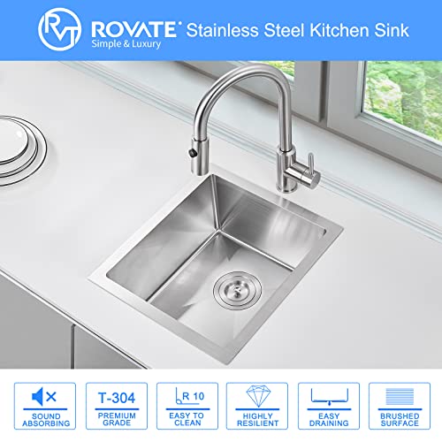 ROVATE Bar Sink, ROVATE 13 x 15 inch Undermount Bar or Kitchen Sink, Handmade Single Bowl T-304 Stainless Steel Small Wet Bar Sinks - Image 3