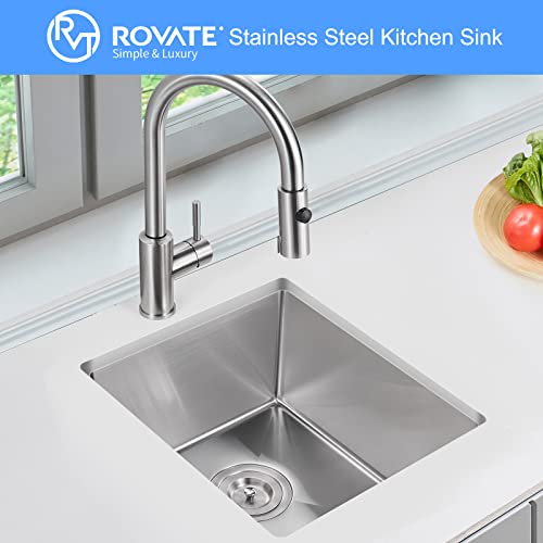 ROVATE Bar Sink, ROVATE 13 x 15 inch Undermount Bar or Kitchen Sink, Handmade Single Bowl T-304 Stainless Steel Small Wet Bar Sinks - Image 2