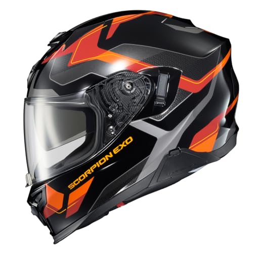 ScorpionEXO T520 Full Face Touring Motorcycle Helmet with Bluetooth Ready Speaker Pockets DOT ECE Approved Zuse Orange 2XLarge - Image 1