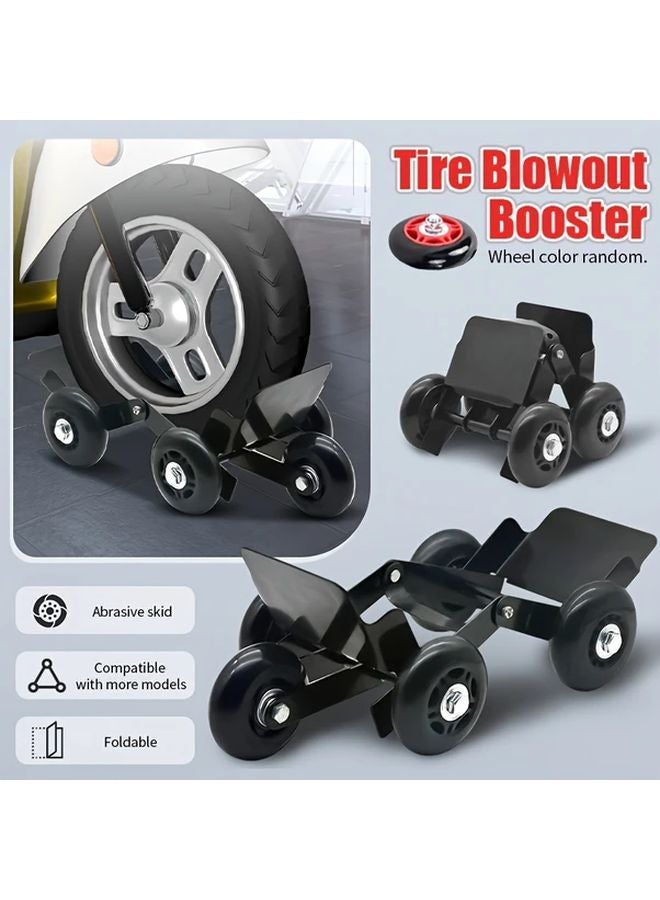 معزز الإطارات القابل للطي المحمول الأسود للدراجات النارية والمركبات الكهربائية من الفولاذ الثقيل - Image 2