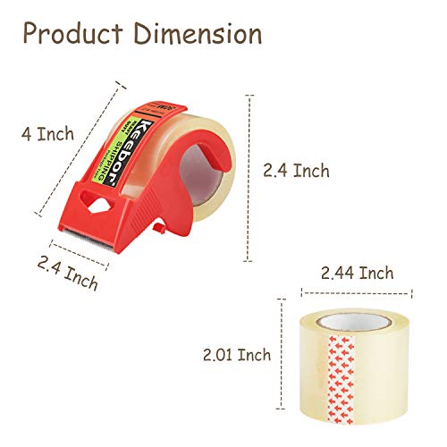 Keebor Packing Tape with Dispenser, 12 Rolls Clear Shiping Package Tape, 2'' x 32.8 yd, 1.5'' Core, Designed for Packing, Shipping & Mailing - Image 2