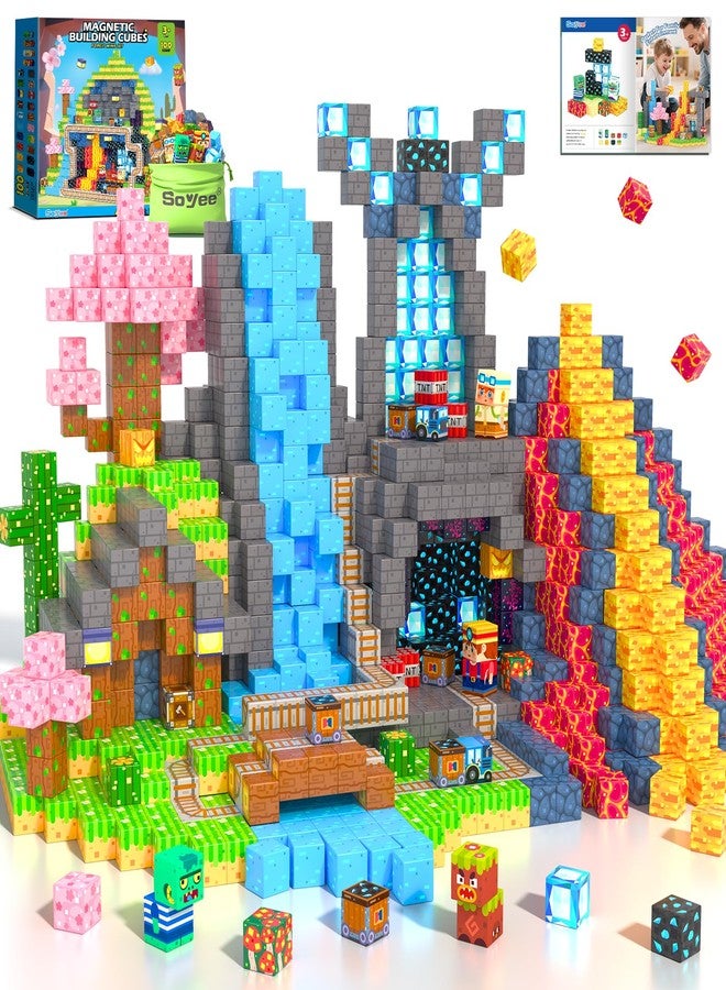 Soyee Magnetic Blocks 100 PCS Building Toys for Ages 4-8 9-12 3-5 Forest & Mine Theme Magnet Building Cubes STEM Sensory Toys for Kids Ages 3 4 5 6 7 8 9 10 11 12 Year Old Boys Girls Birthday Gifts - Image 1
