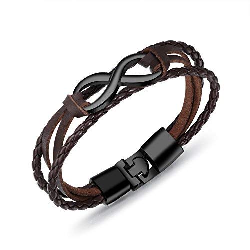Eymi Unisex Leather Bracelet with Infinity Sign Symbolic Love Fashion Braided Wristband Bangle (C: 1 Pcs(Style 3)) - Image 5