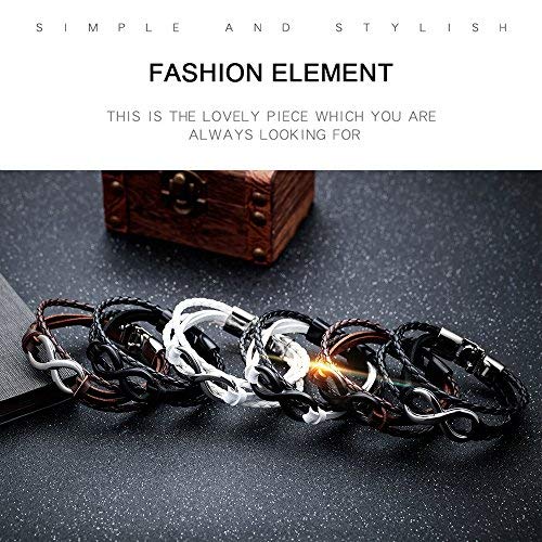 Eymi Unisex Leather Bracelet with Infinity Sign Symbolic Love Fashion Braided Wristband Bangle (C: 1 Pcs(Style 3)) - Image 3