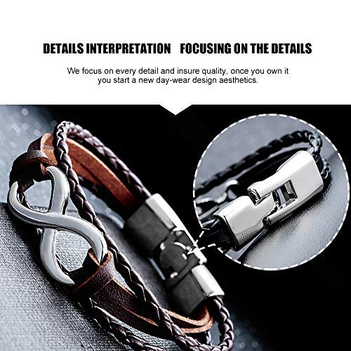 Eymi Unisex Leather Bracelet with Infinity Sign Symbolic Love Fashion Braided Wristband Bangle (C: 1 Pcs(Style 3)) - Image 4