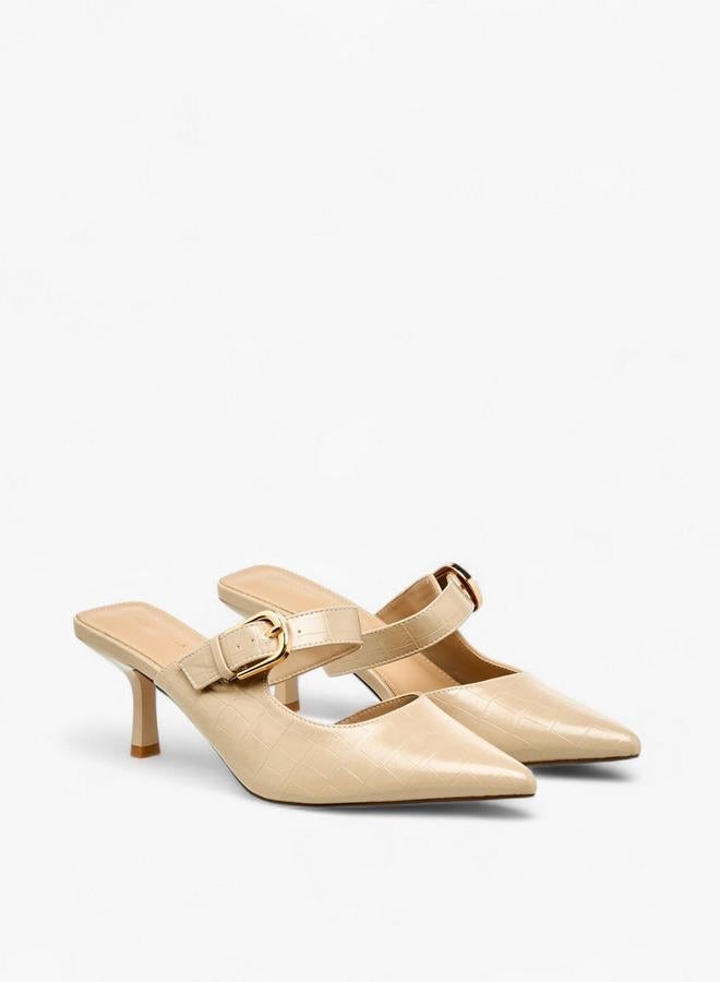 فلورا بيلا من شو إكسبرس صنادل نسائية بكعب واسع وتفاصيل إبزيم - Image 3