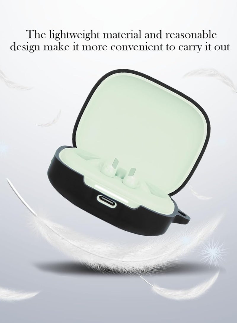 Silicone Protective Case for Xiaomi Redmi Buds 7s Earphones with Keychain Cover (Black) - Image 4