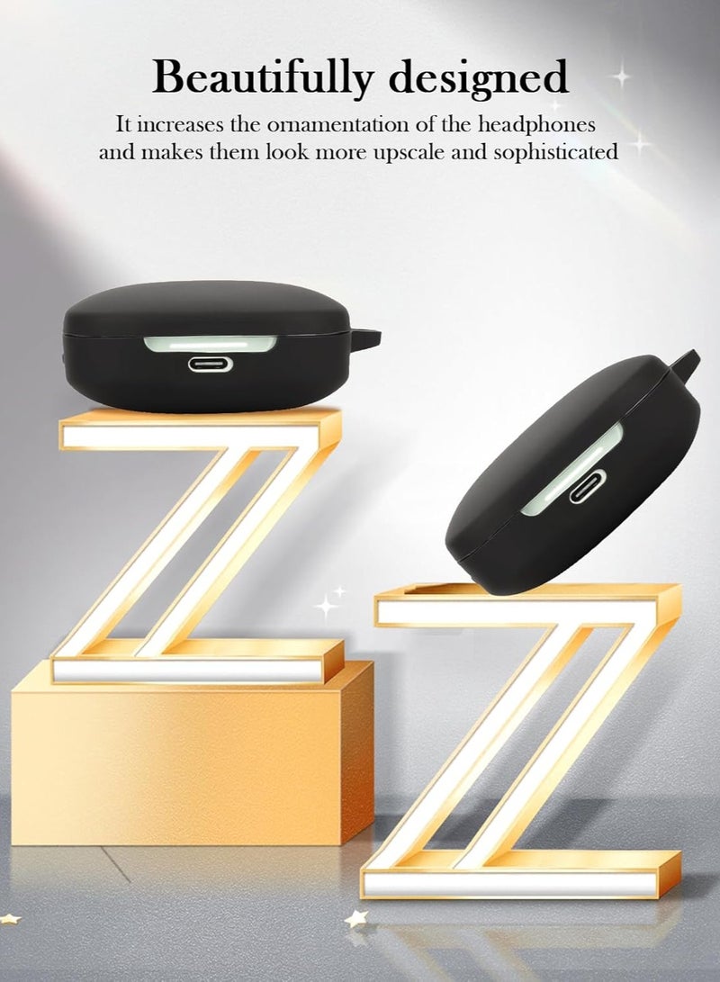 Silicone Protective Case for Xiaomi Redmi Buds 7s Earphones with Keychain Cover (Black) - Image 5