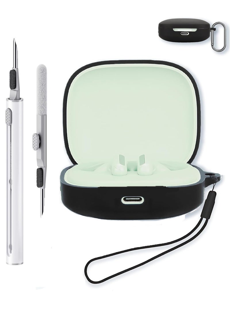 Silicone Protective Case for Xiaomi Redmi Buds 7s Earphones with Keychain Cover (Black) - Image 1