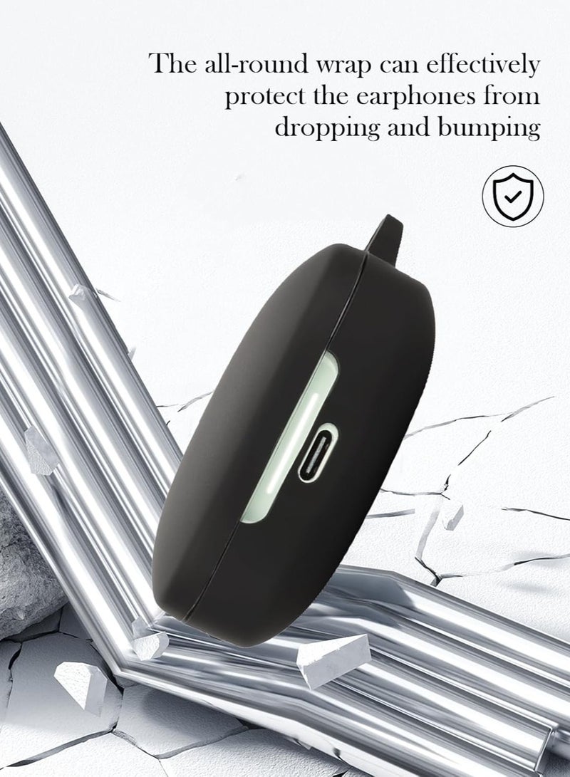 Silicone Protective Case for Xiaomi Redmi Buds 7s Earphones with Keychain Cover (Black) - Image 3