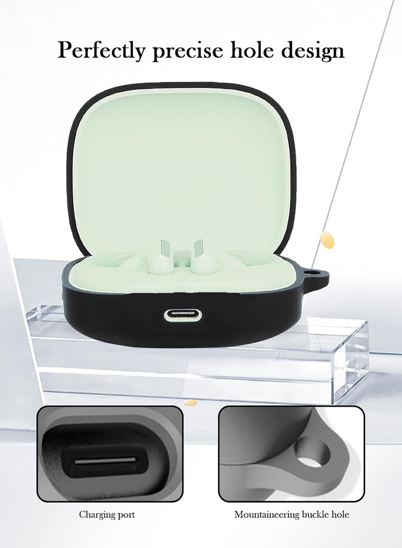 Silicone Protective Case for Xiaomi Redmi Buds 7s Earphones with Keychain Cover (Black) - Image 2