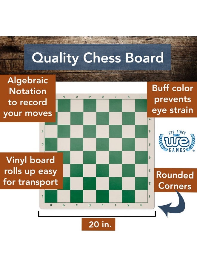 WE Games WE Games Best Value Tournament Chess Set w/ a Green Roll Up Vinyl Board, Plastic Pieces & Bag  - Image 3