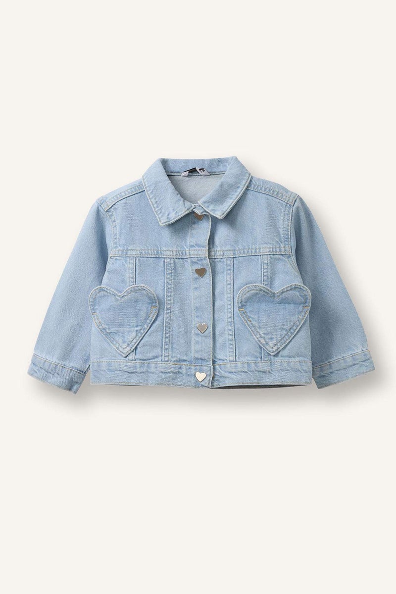 DeFacto Baby Girl Heart Pocket Denim Jacket - Image 4