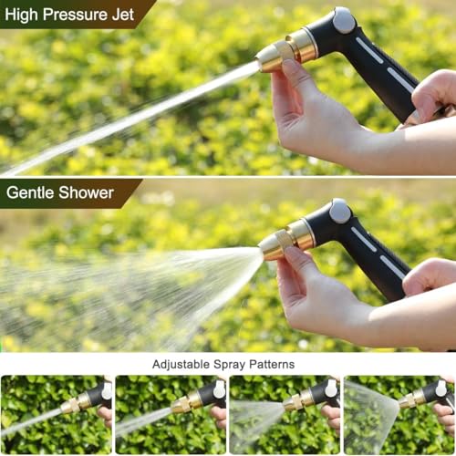 FANHAO Garden Hose Nozzle with High Pressure Jet, 100% Heavy Duty Metal Water Hose Sprayer, Thumb Flow Control, On Off Valve, Adjustable Spray Patterns for Garden Watering, Car and Pet Washing - Image 4