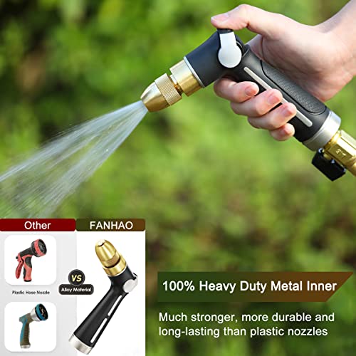 FANHAO Garden Hose Nozzle with High Pressure Jet, 100% Heavy Duty Metal Water Hose Sprayer, Thumb Flow Control, On Off Valve, Adjustable Spray Patterns for Garden Watering, Car and Pet Washing - Image 5
