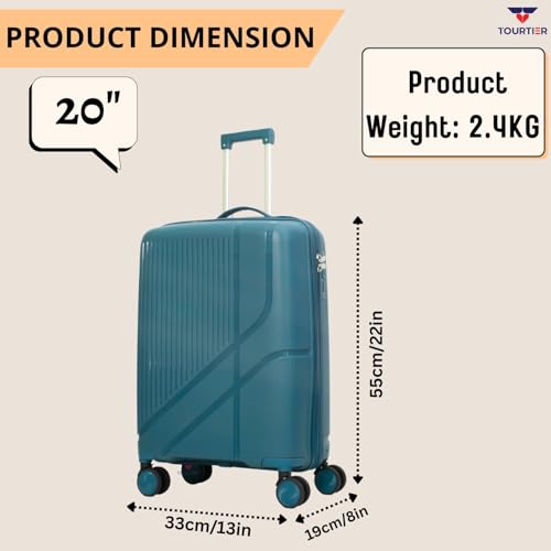 TOURTIER Hard-Shell Luggage Trolley Bag with 360° Spinner Wheels, Large Capacity Travel Carry-On Suitcase (Style-2, Lakeblue, 20 INCH) - Image 2