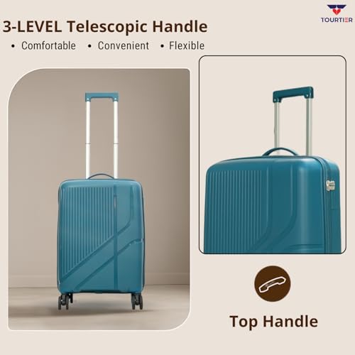 TOURTIER Hard-Shell Luggage Trolley Bag with 360° Spinner Wheels, Large Capacity Travel Carry-On Suitcase (Style-2, Lakeblue, 20 INCH) - Image 5