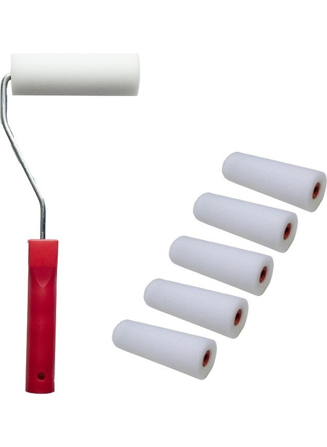 M1 Art Sponge Finger Paint Roller 10 cm 1 Piece - Spare Head 5 pieces 