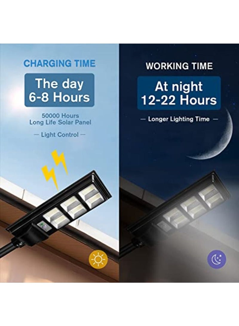 QUESERA 120W Solar Street Lights Outdoor 9600LM High Brightness Dusk to Dawn LED Lamp - Image 2