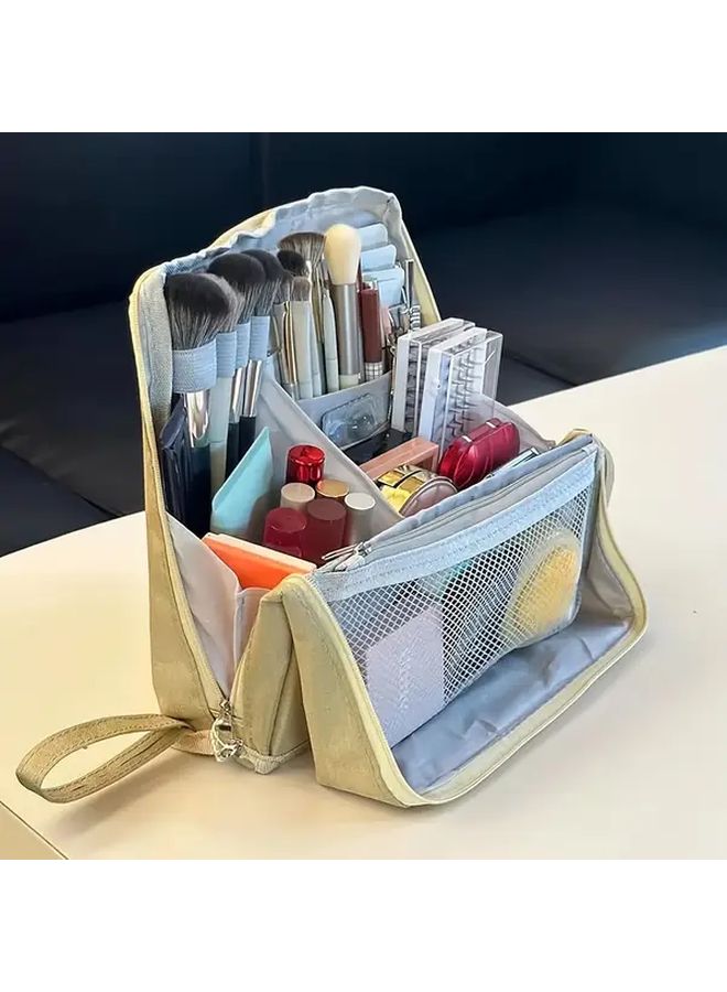 Large Capacity Travel Toiletry Bag Set With Storage Bottles Beige - Image 1