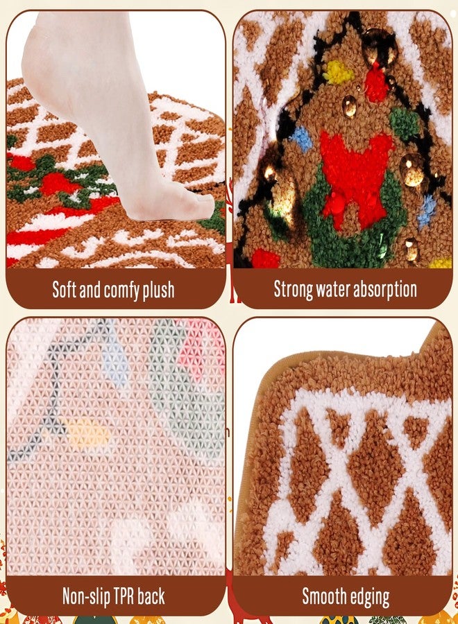 JarThenaAMCS سجادة حمام JarThenaAMCS بتصميم بيت خبز الزنجبيل، سجادة حمام منسوجة مانعة للانزلاق، سجادة أرضية شتوية مثالية لعيد الميلاد، مناسبة للمنزل والمطبخ والحمام وغرفة النوم والشرفة والمدخل - Image 3