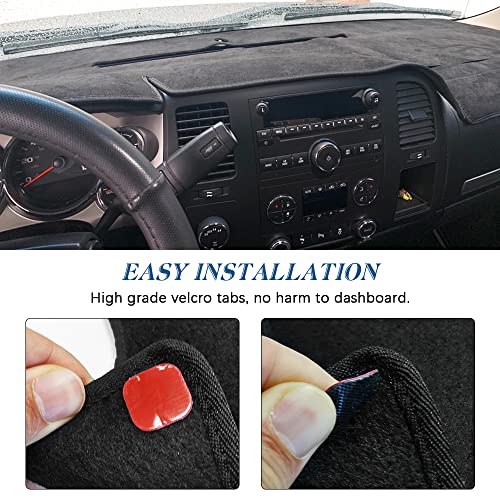 KEDAKEJI Black Dashboard Dash Board Cover Mat Carpet Compatible with 2007-2013 Chevrolet Silverado GMC Sierra - Image 5