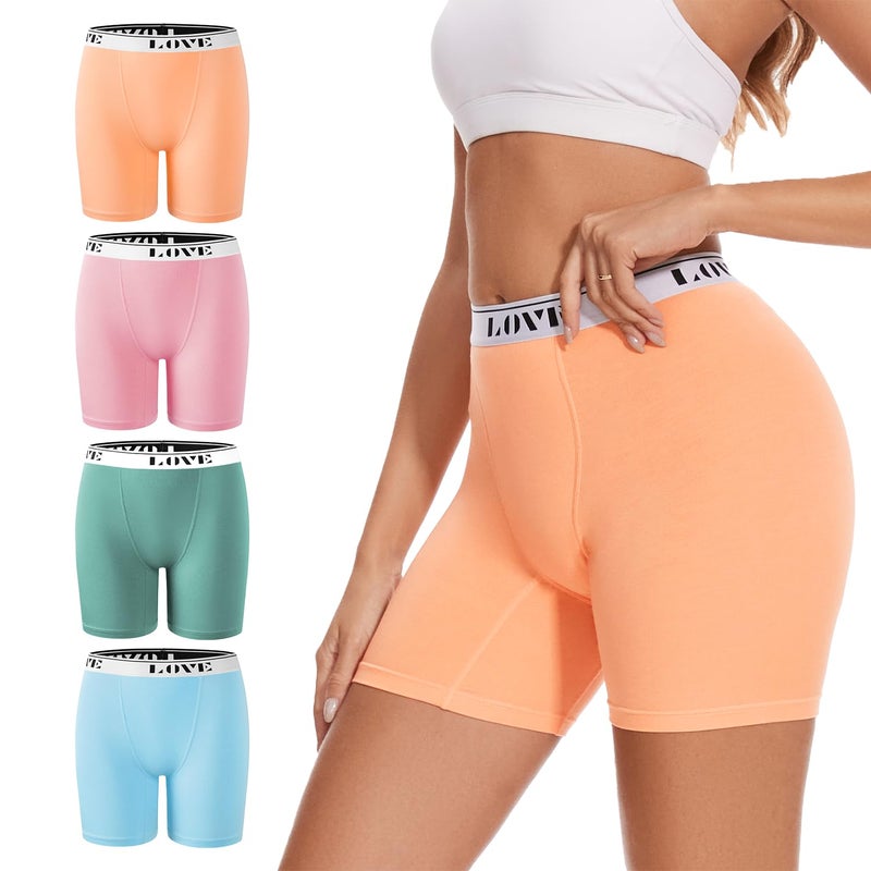 ALLBASE Womens Boxer Briefs Soft Modal High Waisted Boy Shorts Underwear for Women Anti Chafing Undershorts Multicolor X-Small Pack of 4 - Image 1